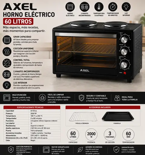 HORNO ELECTRICO 60 LTS C/A