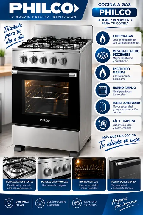 COCINA MULTIGAS ACERO