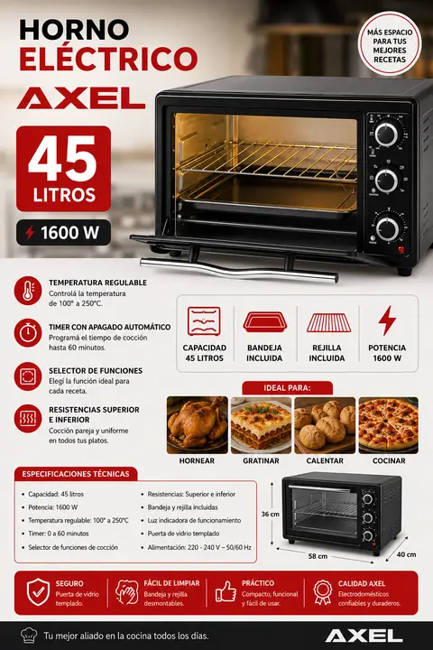 HORNO ELECTRICO 45 LTS