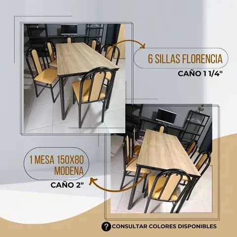 MESA 150*80 + 6 SILLAS FLORENCIA