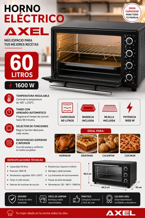 HORNO ELECTRICO 60 LTS