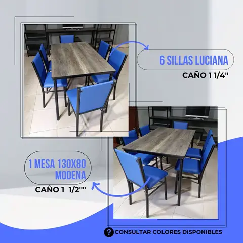 MESA 150*80 + 6 SILLAS LUCIANA