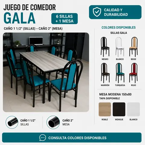 MESA 150*80 + 6 SILLAS GALA