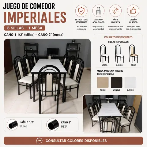 MESA 180*80 + 6 SILLAS IMPERIALES